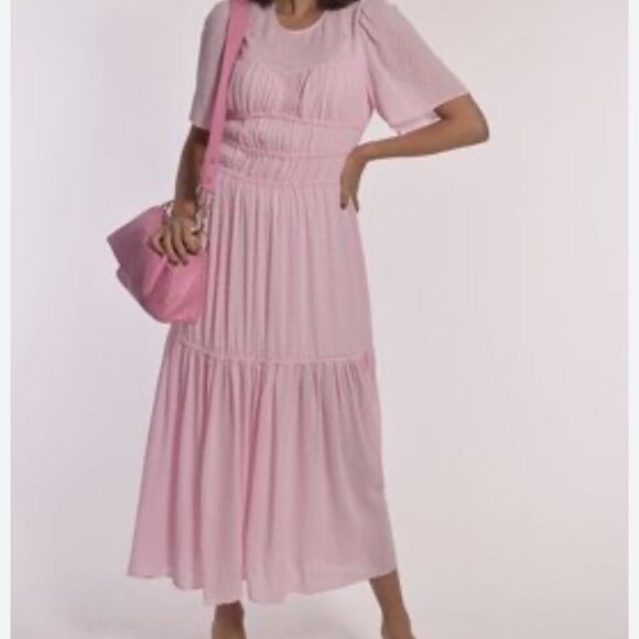 NEW Baum und Pferdgarten pink textured flutter midi dress size 40 Anissa - Picture 1 of 13